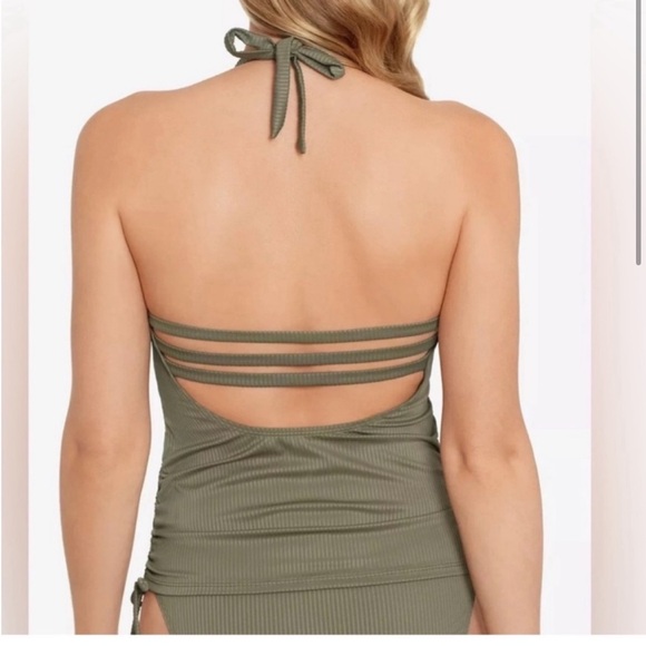 NWT Salt + Cove Tankini and Bottoms Ribbed Olive Green Bathing Suit Size: Small - Picture 8 of 9
